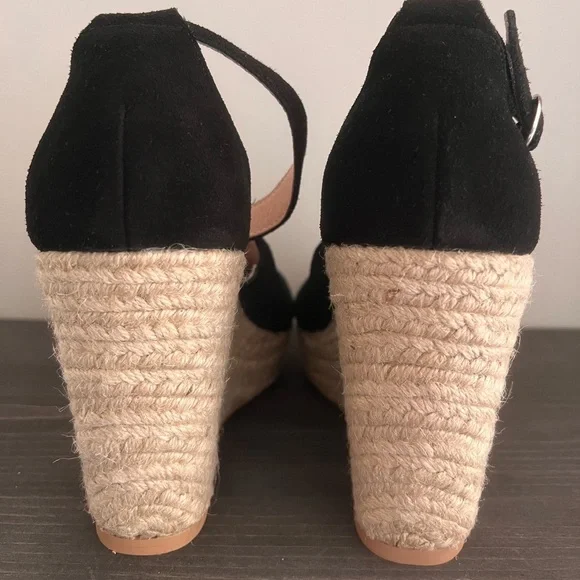 Torrid 8.5 W Wide Sexy Black Platform Espadrille Suede Wedge 4" Heel Shoes - Picture 2 of 6